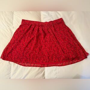 Red Floral Skirt From Old Navy
